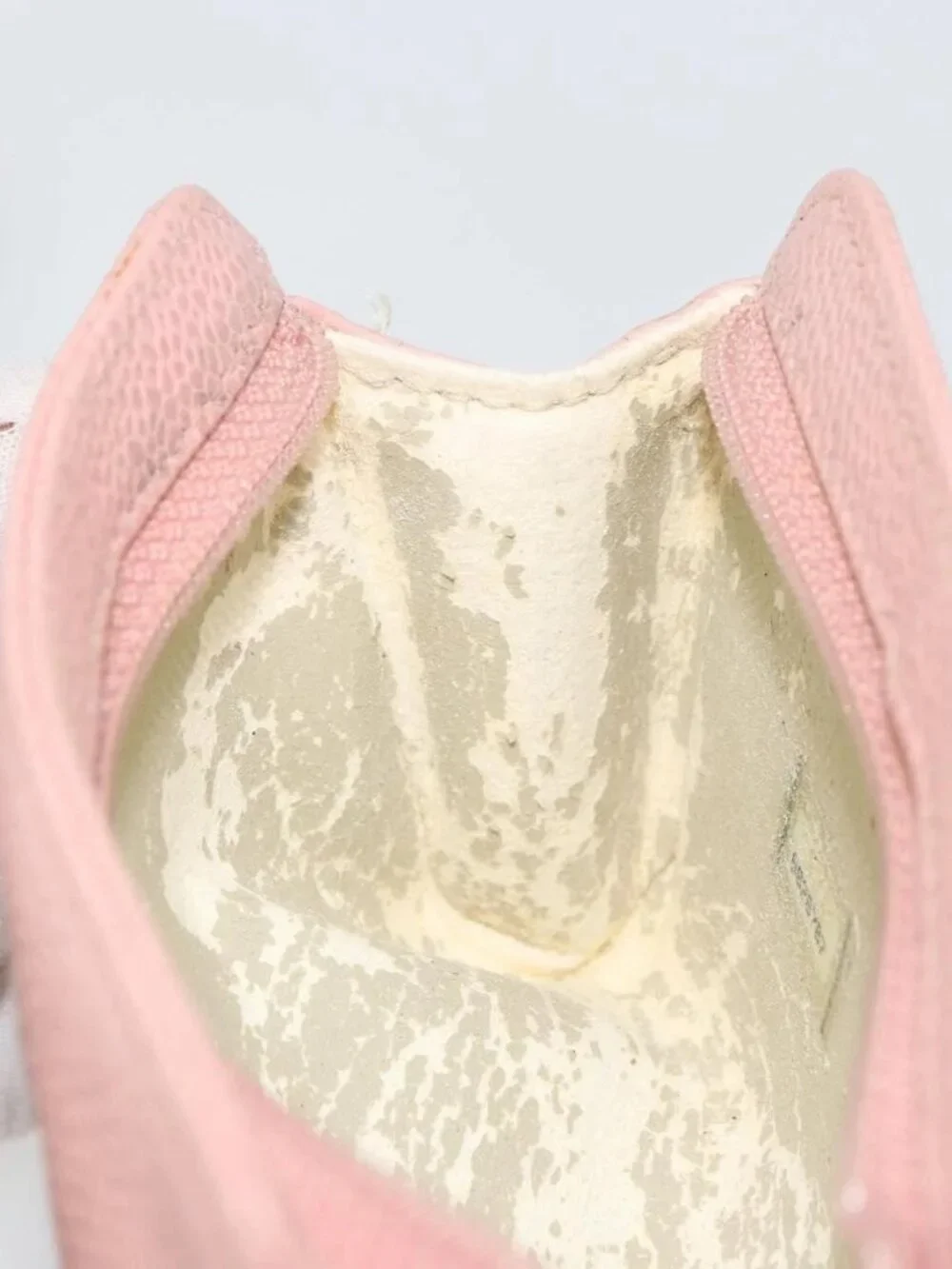 CHANEL Pouch Grained Calf Skin Pink Gold CC Auth 101855